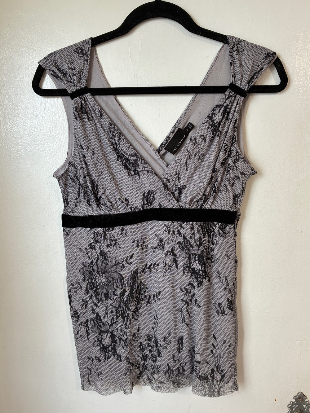Y2K The Limited Mesh Velvet Trim Tank Top Blouse Small